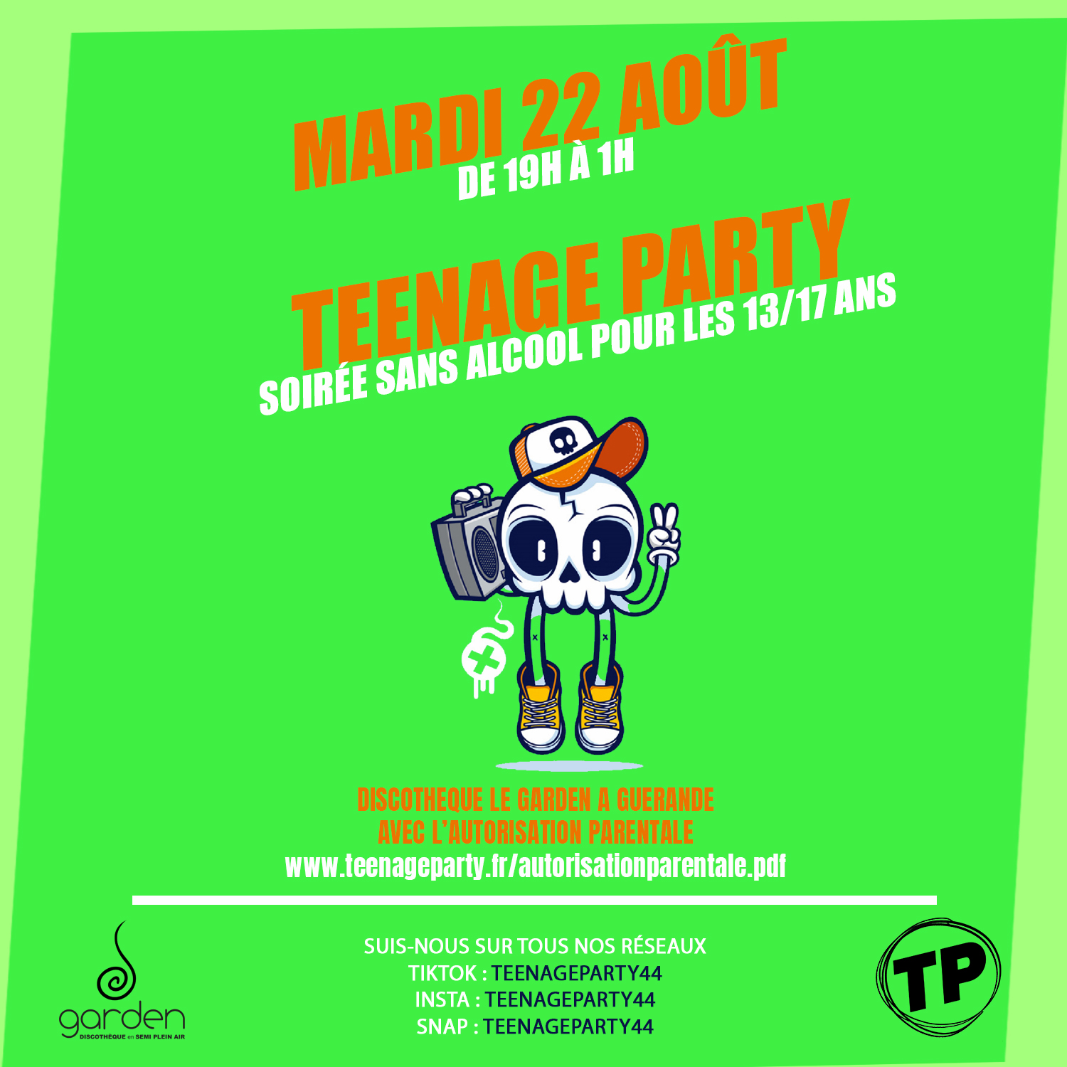 MARDI 22 AOÛT 2023 - TEENAGE PARTY